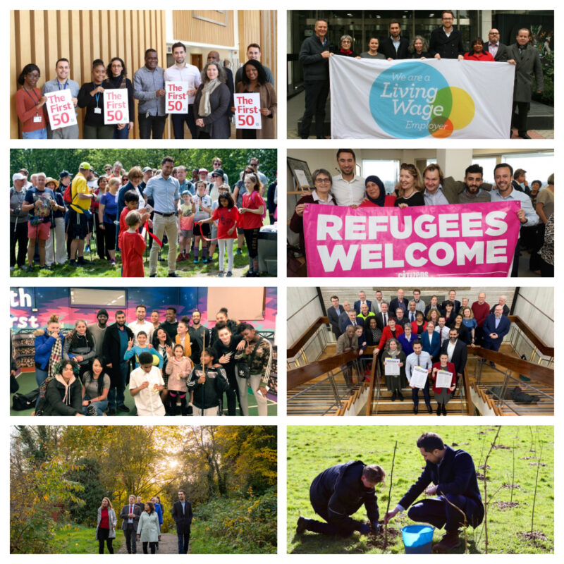 A collage of Mayor Damien Egan, Lewisham Labour Councillors & Activists