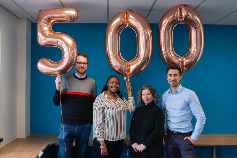 The Mayor, Cllrs Joe Dromey & Amanda De Ryk pictured with Damani Mosely - our 500th apprentice!