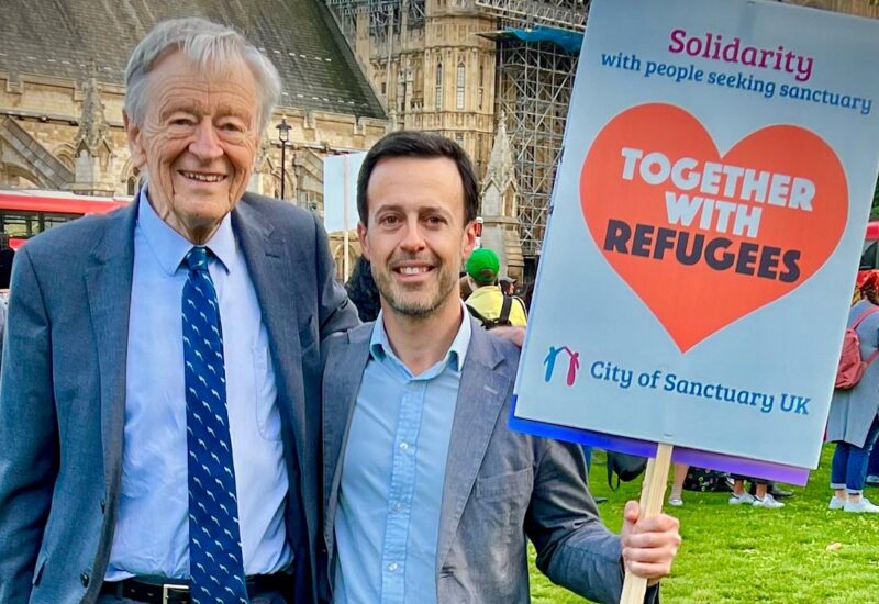 Councillor Kevin Bonavia & Lord Alf Dubs at the Refugees Welcome Rally