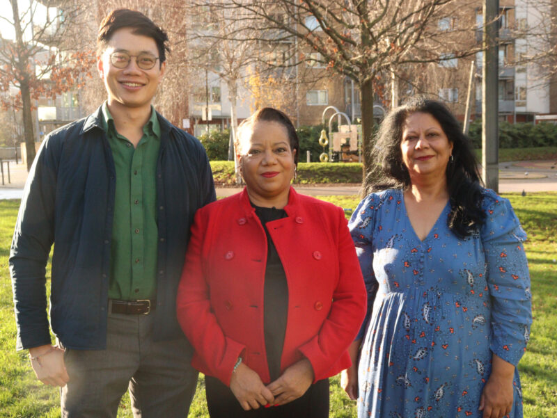 Your Labour team for Lewisham Central Edison Huynh, Aliya Sheikh and Mayor Brenda Dacres